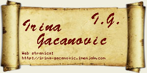 Irina Gačanović vizit kartica